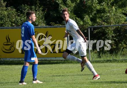 Fussball 2. KLasse C. SG Krumpendorf/Poertschach gegen Himmelberg.  Torjubel Philipp Georg Fischer  (Himmelberg). Krumpendorf, am 11.8.2019.
Foto: Kuess
www.qspictures.net
---
pressefotos, pressefotografie, kuess, qs, qspictures, sport, bild, bilder, bilddatenbank