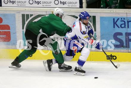 EBEL. Eishockey Bundesliga. Testspiel. EC VSV gegen HDD Olimpija Ljubljana.  Martin Ulmer,  (VSV), Luka Zorko  (Ljubljana). Villach, am 16.8.2019.
Foto: Kuess
www.qspictures.net
---
pressefotos, pressefotografie, kuess, qs, qspictures, sport, bild, bilder, bilddatenbank