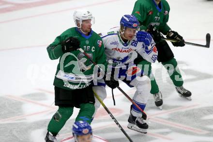 EBEL. Eishockey Bundesliga. Testspiel. EC VSV gegen HDD Olimpija Ljubljana.  Miika Lahti,  (VSV),  Ales Music (Ljubljana). Villach, am 16.8.2019.
Foto: Kuess
www.qspictures.net
---
pressefotos, pressefotografie, kuess, qs, qspictures, sport, bild, bilder, bilddatenbank