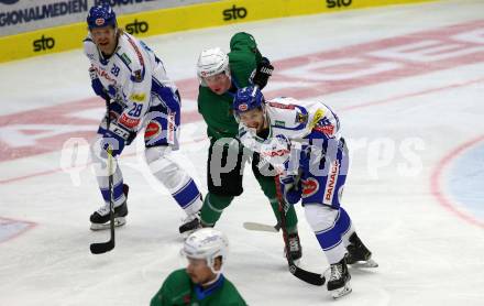 EBEL. Eishockey Bundesliga. Testspiel. EC VSV gegen HDD Olimpija Ljubljana.  Danila Karaban, Miika Lahti,  (VSV), Miha Logar  (Ljubljana). Villach, am 16.8.2019.
Foto: Kuess
www.qspictures.net
---
pressefotos, pressefotografie, kuess, qs, qspictures, sport, bild, bilder, bilddatenbank