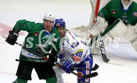 EBEL. Eishockey Bundesliga. Testspiel. EC VSV gegen HDD Olimpija Ljubljana.  Miika Lahti,  (VSV),  Ales Music (Ljubljana). Villach, am 16.8.2019.
Foto: Kuess
www.qspictures.net
---
pressefotos, pressefotografie, kuess, qs, qspictures, sport, bild, bilder, bilddatenbank