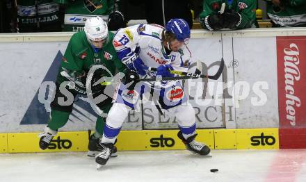 EBEL. Eishockey Bundesliga. Testspiel. EC VSV gegen HDD Olimpija Ljubljana.  Chris Collins,  (VSV),  Nik Simsic (Ljubljana). Villach, am 16.8.2019.
Foto: Kuess
www.qspictures.net
---
pressefotos, pressefotografie, kuess, qs, qspictures, sport, bild, bilder, bilddatenbank