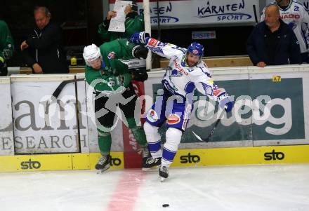 EBEL. Eishockey Bundesliga. Testspiel. EC VSV gegen HDD Olimpija Ljubljana.  Martin Ulmer, (VSV), Zan Jezovsek   (Ljubljana). Villach, am 16.8.2019.
Foto: Kuess
www.qspictures.net
---
pressefotos, pressefotografie, kuess, qs, qspictures, sport, bild, bilder, bilddatenbank