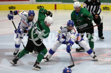 EBEL. Eishockey Bundesliga. Testspiel. EC VSV gegen HDD Olimpija Ljubljana.  Patrick Bjorkstrand, Jerry Pollastrone,  (VSV), Miha Logar, Martin Bohinc  (Ljubljana). Villach, am 16.8.2019.
Foto: Kuess
www.qspictures.net
---
pressefotos, pressefotografie, kuess, qs, qspictures, sport, bild, bilder, bilddatenbank