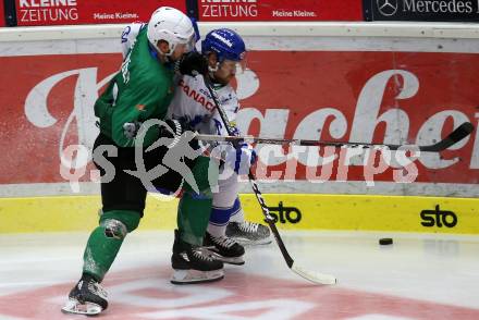 EBEL. Eishockey Bundesliga. Testspiel. EC VSV gegen HDD Olimpija Ljubljana.  Marko Poeyhoenen,  (VSV),  Zan Jezovsek (Ljubljana). Villach, am 16.8.2019.
Foto: Kuess
www.qspictures.net
---
pressefotos, pressefotografie, kuess, qs, qspictures, sport, bild, bilder, bilddatenbank