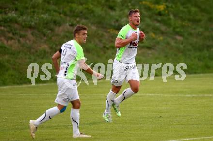 Fussball Kaerntner Liga. Feldkirchen SV gegen SAK.  Torjubel Martin Hinteregger, Sebastian Schmid (Feldkirchen). Feldkirchen, am 17.8.2019.
Foto: Kuess
www.qspictures.net
---
pressefotos, pressefotografie, kuess, qs, qspictures, sport, bild, bilder, bilddatenbank