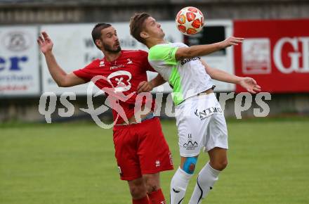 Fussball Kaerntner Liga. Feldkirchen SV gegen SAK. Martin Hinteregger,  (Feldkirchen), Patrick Lausegger (SAK). Feldkirchen, am 17.8.2019.
Foto: Kuess
www.qspictures.net
---
pressefotos, pressefotografie, kuess, qs, qspictures, sport, bild, bilder, bilddatenbank