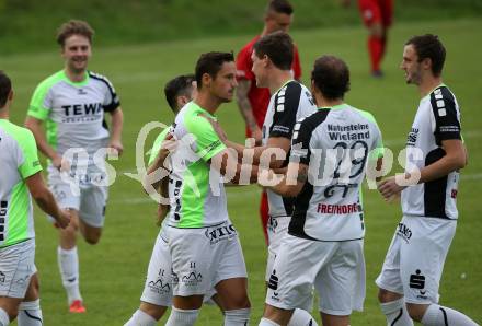 Fussball Kaerntner Liga. Feldkirchen SV gegen SAK.  Torjubel Sebastian Hertelt (Feldkirchen). Feldkirchen, am 17.8.2019.
Foto: Kuess
www.qspictures.net
---
pressefotos, pressefotografie, kuess, qs, qspictures, sport, bild, bilder, bilddatenbank