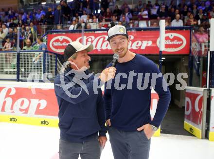 EBEL. Eishockey Bundesliga. Testspiel. EC VSV gegen HDD Olimpija Ljubljana.  Harald Wieser, Michael Raffl (VSV). Villach, am 16.8.2019.
Foto: Kuess
www.qspictures.net
---
pressefotos, pressefotografie, kuess, qs, qspictures, sport, bild, bilder, bilddatenbank