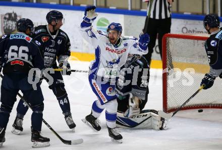 EBEL. Eishockey Bundesliga. Testspiel. EC VSV gegen Fehervar AV19.   Torjubel Danila Karaban (VSV). Bled, am 23.8.2019.
Foto: Kuess
www.qspictures.net
---
pressefotos, pressefotografie, kuess, qs, qspictures, sport, bild, bilder, bilddatenbank