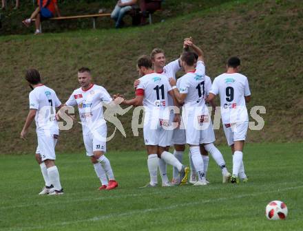 Fussball. Kaerntner Liga. Maria Saal gegen Dellach/Gail.  Torjubel Bernhard Walzl (Maria Saal). Maria Saal, 24.8.2019.
Foto: Kuess
www.qspictures.net
---
pressefotos, pressefotografie, kuess, qs, qspictures, sport, bild, bilder, bilddatenbank