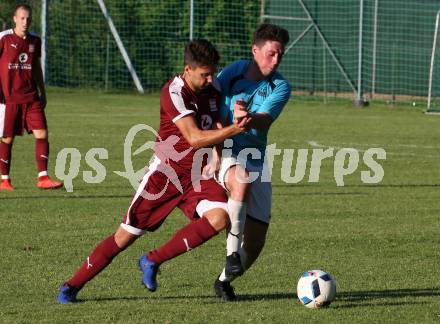 Fussball 1. KLasse C. Metnitztal gegen Launsdorf.  Jakob Gabriel Holzer,  (Metnitztal), Marcel Lainer (Launsdorf). Grades, am 18.8.2019.
Foto: Kuess
www.qspictures.net
---
pressefotos, pressefotografie, kuess, qs, qspictures, sport, bild, bilder, bilddatenbank
