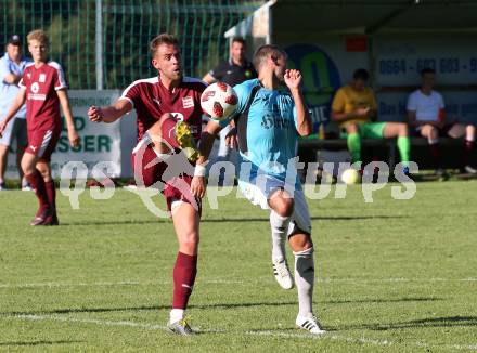 Fussball 1. KLasse C. Metnitztal gegen Launsdorf. Stefan Stampfer, (Metnitztal), Bernhard Raphael Dolzer  (Launsdorf). Grades, am 18.8.2019.
Foto: Kuess
www.qspictures.net
---
pressefotos, pressefotografie, kuess, qs, qspictures, sport, bild, bilder, bilddatenbank