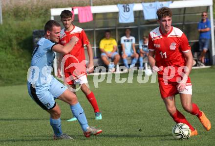 Fussball 2. KLasse D. SG SV Magdalensberg/ASKOE Poggersdorf Youngstars gegen KAC B Juniors. Claudio Fasser-Lindenthal (Magdalensberg/Poggersdorf), Lukas Matthias Hausott(KAC). Poggersdorf, am 25.8.2019.
Foto: Kuess
---
pressefotos, pressefotografie, kuess, qs, qspictures, sport, bild, bilder, bilddatenbank