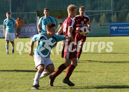 Fussball 1. KLasse C. Metnitztal gegen Launsdorf. Jakob Gabriel Holzer,  (Metnitztal), Lukas Pietsch (Launsdorf). Grades, am 18.8.2019.
Foto: Kuess
www.qspictures.net
---
pressefotos, pressefotografie, kuess, qs, qspictures, sport, bild, bilder, bilddatenbank