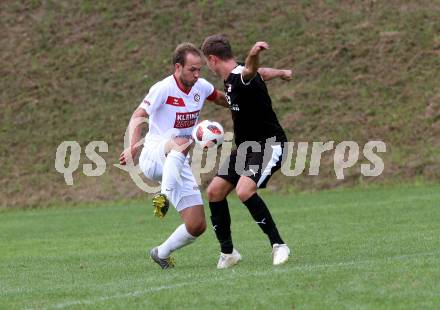 Fussball. Kaerntner Liga. Maria Saal gegen Dellach/Gail.  Bernhard Walzl (Maria Saal),  Gabriel Umfahrer (Dellach). Maria Saal, 24.8.2019.
Foto: Kuess
www.qspictures.net
---
pressefotos, pressefotografie, kuess, qs, qspictures, sport, bild, bilder, bilddatenbank