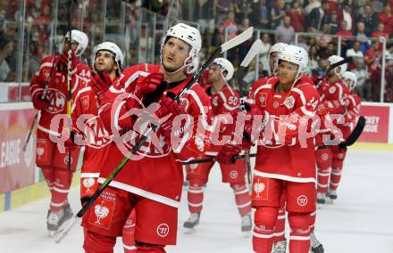 Eishockey, Europa Champions Hockey League.  KAC gegen Tappara Tampere (Finnland). Jubel  (KAC). Klagenfurt, am 29.8.2019.
Foto: Kuess
www.qspictures.net
---
pressefotos, pressefotografie, kuess, qs, qspictures, sport, bild, bilder, bilddatenbank