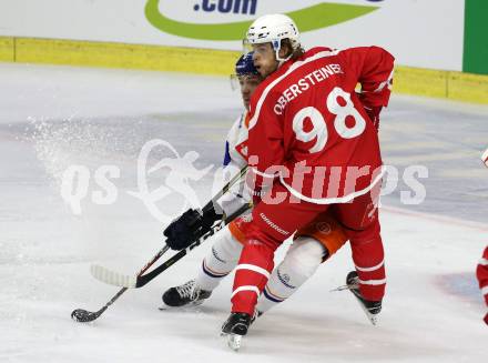 Eishockey, Europa Champions Hockey League.  KAC gegen Tappara Tampere (Finnland). Daniel Obersteiner,  (KAC), Charles Bertrand  (Tappara Tampere). Klagenfurt, am 29.8.2019.
Foto: Kuess
www.qspictures.net
---
pressefotos, pressefotografie, kuess, qs, qspictures, sport, bild, bilder, bilddatenbank