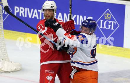 Eishockey, Europa Champions Hockey League.  KAC gegen Tappara Tampere (Finnland). Thomas Hundertpfund,  (KAC), Tyler Morley  (Tappara Tampere). Klagenfurt, am 29.8.2019.
Foto: Kuess
www.qspictures.net
---
pressefotos, pressefotografie, kuess, qs, qspictures, sport, bild, bilder, bilddatenbank