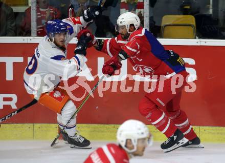 Eishockey, Europa Champions Hockey League.  KAC gegen Tappara Tampere (Finnland). David Joseph Fischer, (KAC),  Niko Ojamaeki  (Tappara Tampere). Klagenfurt, am 29.8.2019.
Foto: Kuess
www.qspictures.net
---
pressefotos, pressefotografie, kuess, qs, qspictures, sport, bild, bilder, bilddatenbank