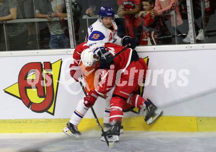 Eishockey, Europa Champions Hockey League.  KAC gegen Tappara Tampere (Finnland). Manuel Ganahl,  (KAC),  Valtteri Kemilaeinen (Tappara Tampere). Klagenfurt, am 29.8.2019.
Foto: Kuess
www.qspictures.net
---
pressefotos, pressefotografie, kuess, qs, qspictures, sport, bild, bilder, bilddatenbank