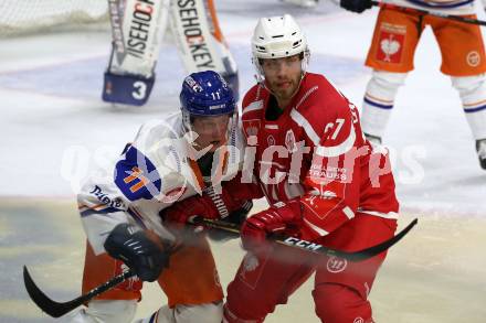 Eishockey, Europa Champions Hockey League.  KAC gegen Tappara Tampere (Finnland). Thomas Hundertpfund,  (KAC),  Patrik Virta (Tappara Tampere). Klagenfurt, am 29.8.2019.
Foto: Kuess
www.qspictures.net
---
pressefotos, pressefotografie, kuess, qs, qspictures, sport, bild, bilder, bilddatenbank