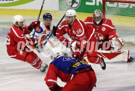 Eishockey, Europa Champions Hockey League.  KAC gegen Tappara Tampere (Finnland). Thomas Koch, Matthew Neal, Lars Haugen,  (KAC),  Tyler Morley (Tappara Tampere). Klagenfurt, am 29.8.2019.
Foto: Kuess
www.qspictures.net
---
pressefotos, pressefotografie, kuess, qs, qspictures, sport, bild, bilder, bilddatenbank