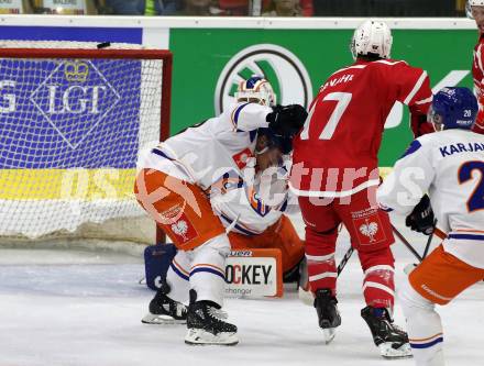 Eishockey, Europa Champions Hockey League.  KAC gegen Tappara Tampere (Finnland). Manuel Ganahl,  (KAC), Tuukka Maentylae  (Tappara Tampere). Klagenfurt, am 29.8.2019.
Foto: Kuess
www.qspictures.net
---
pressefotos, pressefotografie, kuess, qs, qspictures, sport, bild, bilder, bilddatenbank
