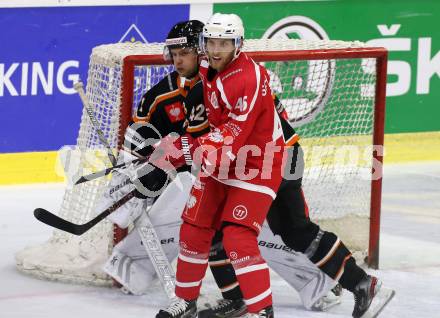 Eishockey. CHL. Europa Champions Hockey League.  KAC gegen Frisk Asker (Norwegen). Johannes Bischofberger,  (KAC),  Henrik Odegaard (Frisk Asker). Klagenfurt, am 31.8.2019.
Foto: Kuess
www.qspictures.net
---
pressefotos, pressefotografie, kuess, qs, qspictures, sport, bild, bilder, bilddatenbank