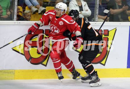 Eishockey. CHL. Europa Champions Hockey League.  KAC gegen Frisk Asker (Norwegen). Manuel Geier,  (KAC), Patrick Bovim  (Frisk Asker). Klagenfurt, am 31.8.2019.
Foto: Kuess
www.qspictures.net
---
pressefotos, pressefotografie, kuess, qs, qspictures, sport, bild, bilder, bilddatenbank