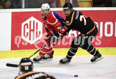 Eishockey. CHL. Europa Champions Hockey League.  KAC gegen Frisk Asker (Norwegen). Matthew Neal,  (KAC),  Anders Bastiansen (Frisk Asker). Klagenfurt, am 31.8.2019.
Foto: Kuess
www.qspictures.net
---
pressefotos, pressefotografie, kuess, qs, qspictures, sport, bild, bilder, bilddatenbank