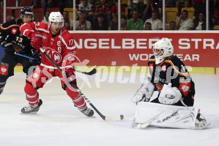 Eishockey. CHL. Europa Champions Hockey League.  KAC gegen Frisk Asker (Norwegen). Manuel Ganahl, (KAC),  Nicklas Dahlberg  (Frisk Asker). Klagenfurt, am 31.8.2019.
Foto: Kuess
www.qspictures.net
---
pressefotos, pressefotografie, kuess, qs, qspictures, sport, bild, bilder, bilddatenbank