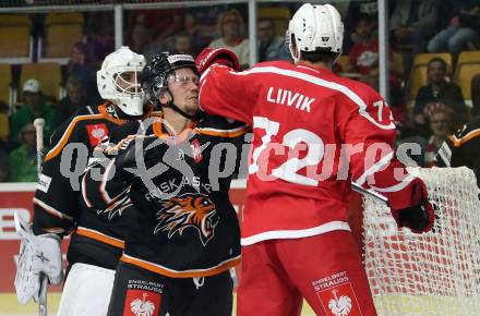 Eishockey. CHL. Europa Champions Hockey League.  KAC gegen Frisk Asker (Norwegen). Siim Liivik,  (KAC),  Christian Kasastul (Frisk Asker). Klagenfurt, am 31.8.2019.
Foto: Kuess
www.qspictures.net
---
pressefotos, pressefotografie, kuess, qs, qspictures, sport, bild, bilder, bilddatenbank