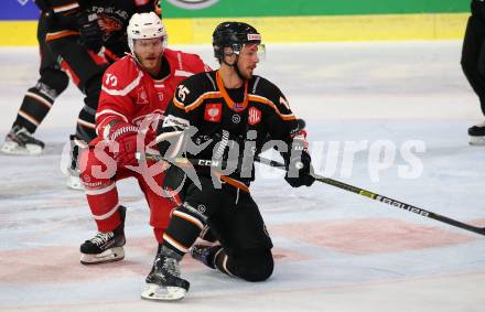 Eishockey. CHL. Europa Champions Hockey League.  KAC gegen Frisk Asker (Norwegen). Stefan Geier,  (KAC),  Mikael Dokken (Frisk Asker). Klagenfurt, am 31.8.2019.
Foto: Kuess
www.qspictures.net
---
pressefotos, pressefotografie, kuess, qs, qspictures, sport, bild, bilder, bilddatenbank