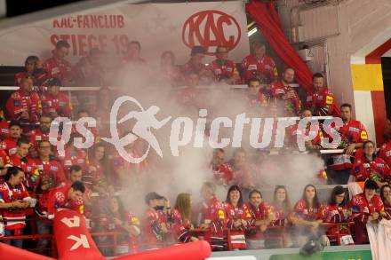 EBEL. Eishockey Bundesliga. KAC gegen	Hydro Fehervar AV 19. Fans (KAC). Klagenfurt, am 13.9.2019.
Foto: Kuess
www.qspictures.net

---
pressefotos, pressefotografie, kuess, qs, qspictures, sport, bild, bilder, bilddatenbank