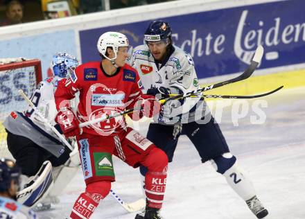 EBEL. Eishockey Bundesliga. KAC gegen	Hydro Fehervar AV 19. Richter Marco (KAC),  Caruso Michael (Alba Volan). Klagenfurt, am 13.9.2019.
Foto: Kuess
www.qspictures.net

---
pressefotos, pressefotografie, kuess, qs, qspictures, sport, bild, bilder, bilddatenbank