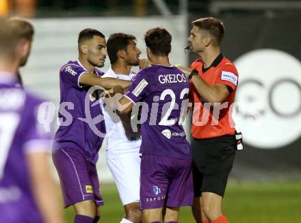 Fussball 2. Liga. SK Austria Klagenfurt gegen SC Austria Lustenau. Baris Ekincier, Polydoros Gkezos  (Austria Klagenfurt), Schiedsrichter Christopher Jaeger. Klagenfurt, am 13.9.2019.
Foto: Kuess
www.qspictures.net
---
pressefotos, pressefotografie, kuess, qs, qspictures, sport, bild, bilder, bilddatenbank