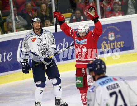 EBEL. Eishockey Bundesliga. KAC gegen	Hydro Fehervar AV 19. Torjubel Neal Matthew, (KAC). Klagenfurt, am 13.9.2019.
Foto: Kuess
www.qspictures.net

---
pressefotos, pressefotografie, kuess, qs, qspictures, sport, bild, bilder, bilddatenbank
