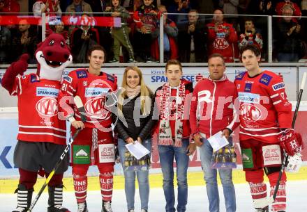 EBEL. Eishockey Bundesliga. KAC gegen	Hydro Fehervar AV 19.  Richter Marco, Ganahl Manuel (KAC). Klagenfurt, am 13.9.2019.
Foto: Kuess
www.qspictures.net

---
pressefotos, pressefotografie, kuess, qs, qspictures, sport, bild, bilder, bilddatenbank