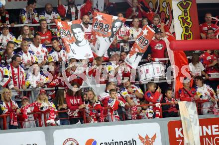 EBEL. Eishockey Bundesliga. KAC gegen	Hydro Fehervar AV 19. Fans  (KAC). Klagenfurt, am 13.9.2019.
Foto: Kuess
www.qspictures.net

---
pressefotos, pressefotografie, kuess, qs, qspictures, sport, bild, bilder, bilddatenbank