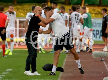 Fussball Bundesliga. RZ Pellets WAC gegen FK Austria Wien. Jubel Trainer Gerhard Struber , Co-Trainer Hannes Jochum (WAC). Wolfsberg, am 15.9.2019.
Foto: Kuess
www.qspictures.net

---
pressefotos, pressefotografie, kuess, qs, qspictures, sport, bild, bilder, bilddatenbank