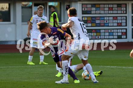 Fussball Bundesliga. RZ Pellets WAC gegen FK Austria Wien. Nemanja Rnic,  (WAC), Dominik Fitz (Wien). Wolfsberg, am 15.9.2019.
Foto: Kuess
www.qspictures.net

---
pressefotos, pressefotografie, kuess, qs, qspictures, sport, bild, bilder, bilddatenbank