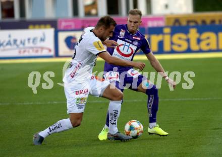 Fussball Bundesliga. RZ Pellets WAC gegen FK Austria Wien. Mario Leitgeb,  (WAC), Christoph Monschein (Wien). Wolfsberg, am 15.9.2019.
Foto: Kuess
www.qspictures.net

---
pressefotos, pressefotografie, kuess, qs, qspictures, sport, bild, bilder, bilddatenbank