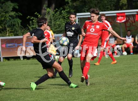 Fussball. Kaerntner Liga. KAC 1909 gegen Koettmannsdorf. Nino Martinak (KAC),  Dominik Kruschitz (Koettmannsdorf). Klagenfurt, 14.9.2019.
Foto: Kuess
www.qspictures.net
---
pressefotos, pressefotografie, kuess, qs, qspictures, sport, bild, bilder, bilddatenbank