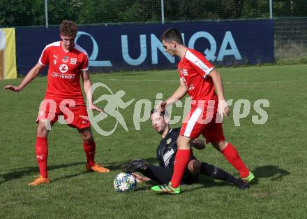 Fussball. Kaerntner Liga. KAC 1909 gegen Koettmannsdorf. Lukas Matthias Hausott, Rigon Gashi (KAC), Christopher Sallinger (Koettmannsdorf). Klagenfurt, 14.9.2019.
Foto: Kuess
www.qspictures.net
---
pressefotos, pressefotografie, kuess, qs, qspictures, sport, bild, bilder, bilddatenbank