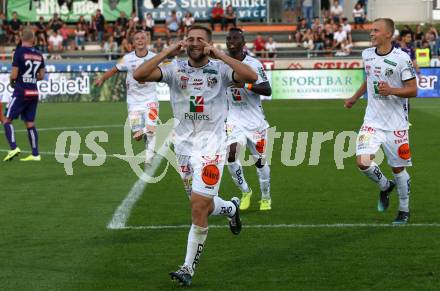 Fussball Bundesliga. RZ Pellets WAC gegen FK Austria Wien. Torjubel Shon Zalman Weissman, Anderson Niangbo, Sven Sprangler (WAC). Wolfsberg, am 15.9.2019.
Foto: Kuess
www.qspictures.net

---
pressefotos, pressefotografie, kuess, qs, qspictures, sport, bild, bilder, bilddatenbank