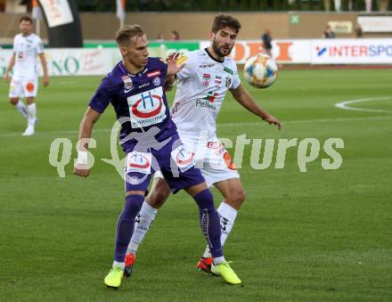 Fussball Bundesliga. RZ Pellets WAC gegen FK Austria Wien. Michael Novak,  (WAC), Christoph Monschein (Wien). Wolfsberg, am 15.9.2019.
Foto: Kuess
www.qspictures.net

---
pressefotos, pressefotografie, kuess, qs, qspictures, sport, bild, bilder, bilddatenbank