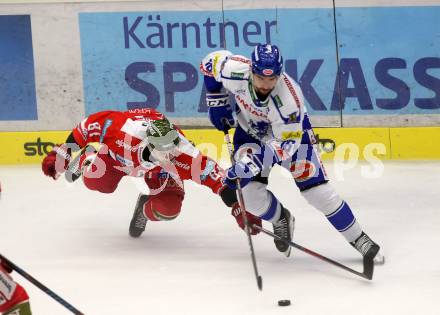 EBEL. Eishockey Bundesliga. EC VSV gegen HCB Suedtirol Alperia.  Spannring Patrick (VSV), Bardaro Anthony (Bozen). Villach, am 15.9.2019.
Foto: Kuess
www.qspictures.net
---
pressefotos, pressefotografie, kuess, qs, qspictures, sport, bild, bilder, bilddatenbank