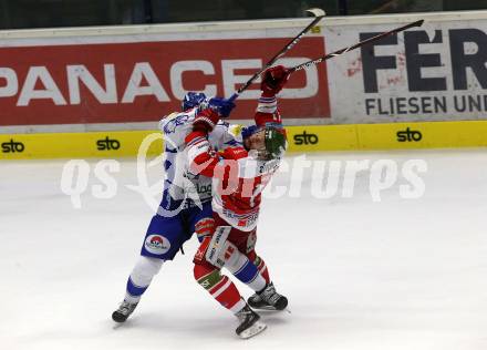 EBEL. Eishockey Bundesliga. EC VSV gegen HCB Suedtirol Alperia.  Bacher Stefan (VSV), Giliati Stefano (Bozen). Villach, am 15.9.2019.
Foto: Kuess
www.qspictures.net
---
pressefotos, pressefotografie, kuess, qs, qspictures, sport, bild, bilder, bilddatenbank