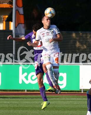 Fussball Bundesliga. RZ Pellets WAC gegen FK Austria Wien. Michael Liendl,  (WAC), Vesel Demaku (Wien). Wolfsberg, am 15.9.2019.
Foto: Kuess
www.qspictures.net

---
pressefotos, pressefotografie, kuess, qs, qspictures, sport, bild, bilder, bilddatenbank